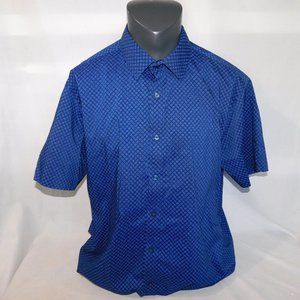 Lucky Brand Mens 2XL Blue Tailored Fit Short Sleeve Button Front Shirt